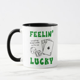Caneca Aces e Afirmação Positiva 'Sentindo-me Sortudo' Pe