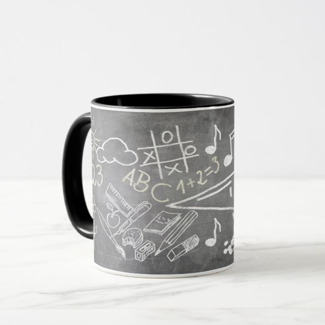 Caneca Acessórios para matrícula no estilo lousa (Frente Esquerda)