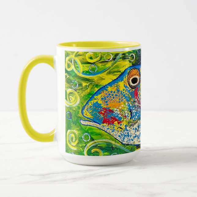 Caneca Acionador Peixe Mug Amarelo (Esquerda)