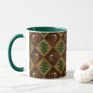 Caneca Acorn Oak Folha Checkerboard