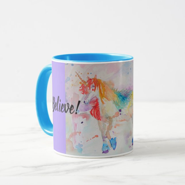 Caneca Acredite em Magical Rainbow Unicorns Mug (Frente Esquerda)