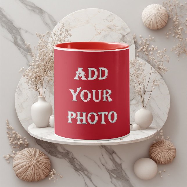 Caneca Add Your Photo Romantic Red Personalized NewlyWeds (Add Your Photo Romantic Red Personalized NewlyWeds Mug)