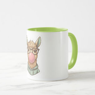 Caneca Adesivo de Lhama Hipster Fofa