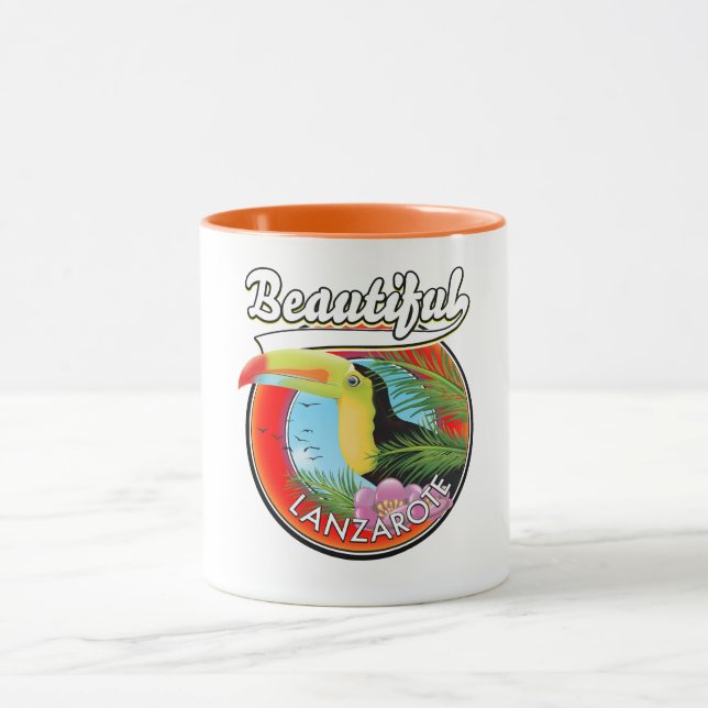 Caneca Adesivo de viagem para a bela Lanzarote. (Centro)