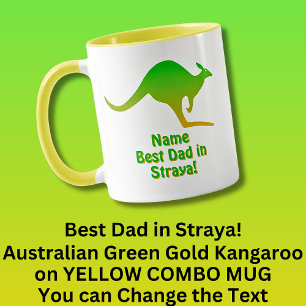 Caneca Adicione nome, melhor Pai Austrália, canguru verde