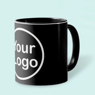 Caneca Adicione seu próprio fundo preto do logotipo  
