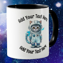 Adicione Seu Texto Astronauta Gato Café