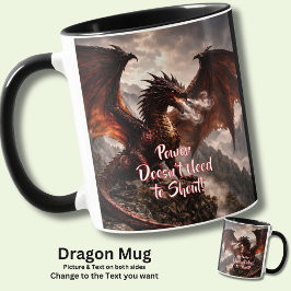 Caneca Adicione Seu Texto - Dragão de Fogo com Asa Vermel