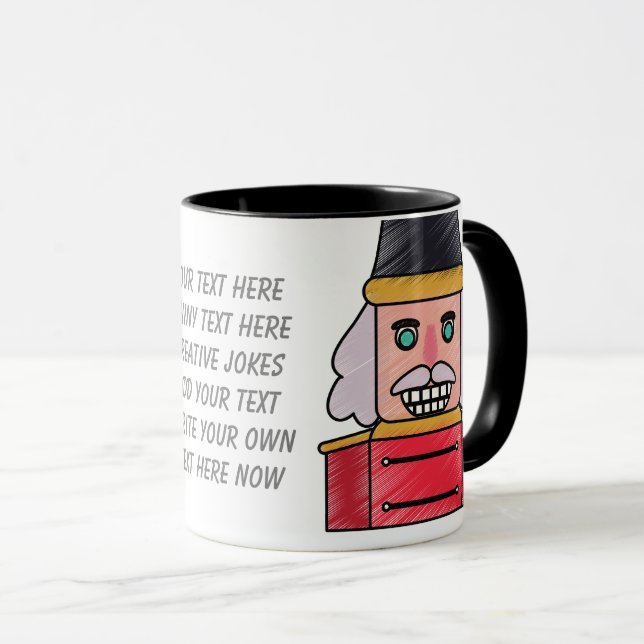 Caneca Adicione seu texto engraçado - Escuro tradicional (Frente Esquerda)
