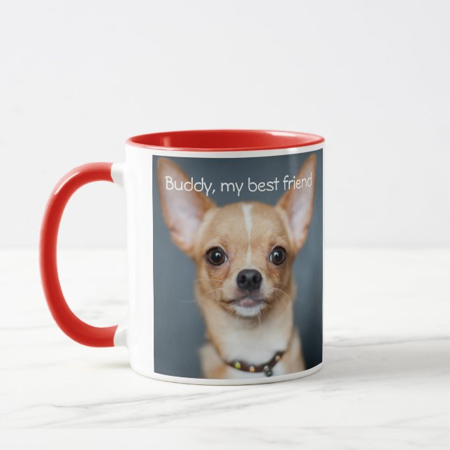 Caneca Adicione Sua Caneta Vermelha De Foto Chihuahua (Esquerda)