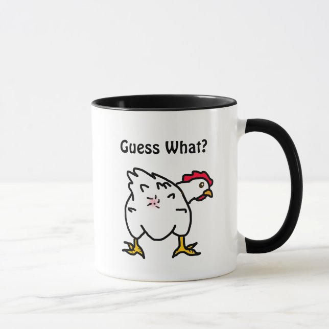 Caneca Adivinha O Que? Bumbum de frango Engraçado Humor d (Direita)