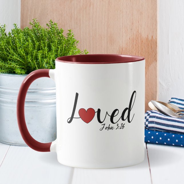 Caneca Adorava John 3:16 Cristão Bicartonado (Loved John 3:16 Two-Toned Christian Mug)