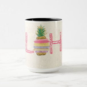 Caneca Adorável Aloha Havaiano Listrado de Abacaxi
