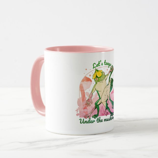 Caneca Adorável Casal de Rãs com Cogumelos Dança (Frente Esquerda)