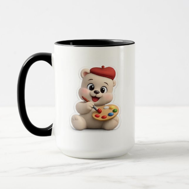 Caneca Adorável e Fofo Design de Urso de Pelúcia (Esquerda)