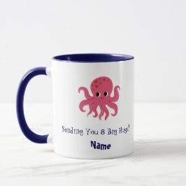 Caneca Adorável e Fofo Polvo Rosa Ilustração Kawaii