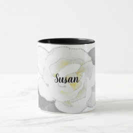 Caneca Adorável Flor de Gardenia Branca em Branco