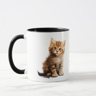 Caneca Adorável Gatinho Ruivo "Fique Pawsitivo" Duas-Tons