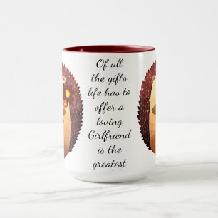 Caneca Adorável Namorada Inspirational Quote Hedgehog