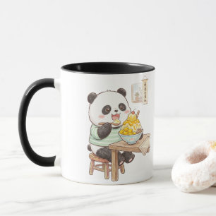 Caneca Adorável Panda Comendo Sorvete de Manga Taiwanesa