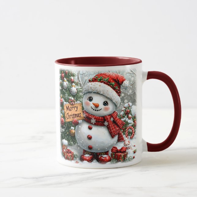 Caneca Adorável Snowman de Natal (Direita)