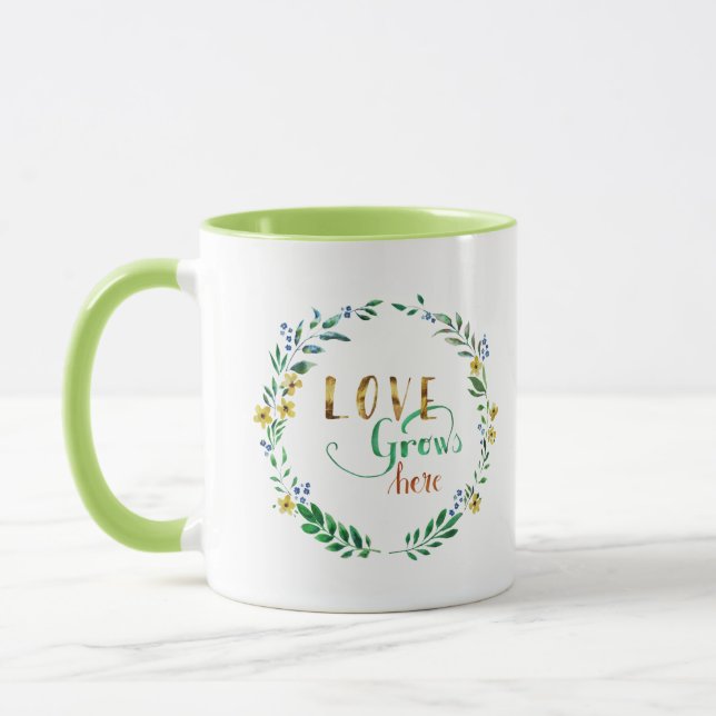 Caneca Adore grinalda de flores aquarela (Esquerda)