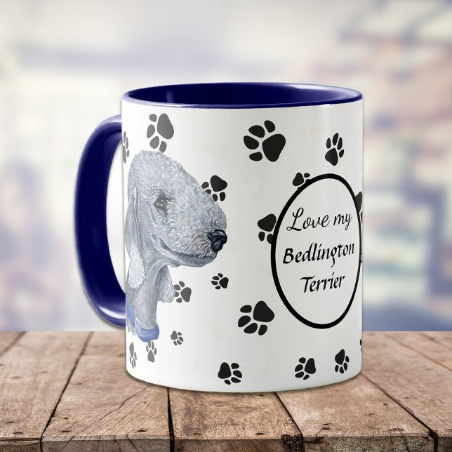 Caneca Adorei Meu Cachorro Bedlington Terrier Pawprint (Criador carregado)