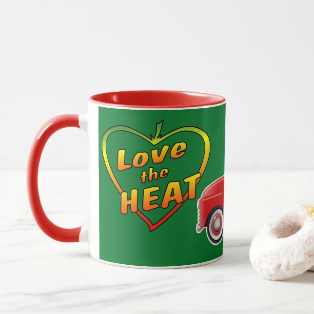 Caneca Adorei o Caminhão de Pequeno Pimenta Vermelho (Com Donut)
