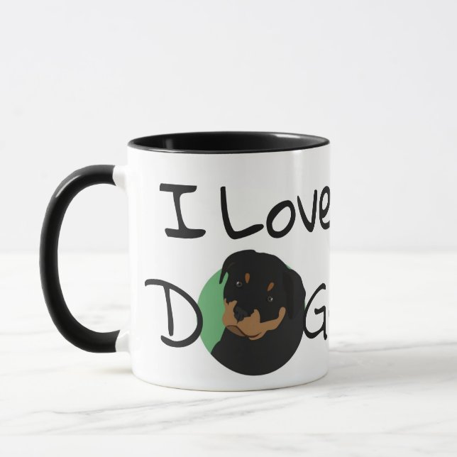 Caneca Adoro Cães Rottweiler Heart (Esquerda)