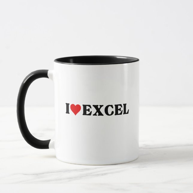 Caneca Adoro coração Excel Funny Spreadsheet Lover (Esquerda)