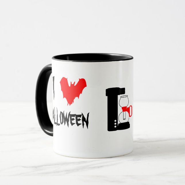 Caneca Adoro Halloween E Café Negro personalizável (Frente Esquerda)