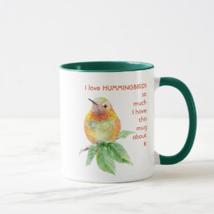 Caneca Adoro HUMMINGBIRDS tanto que eu divirto citação