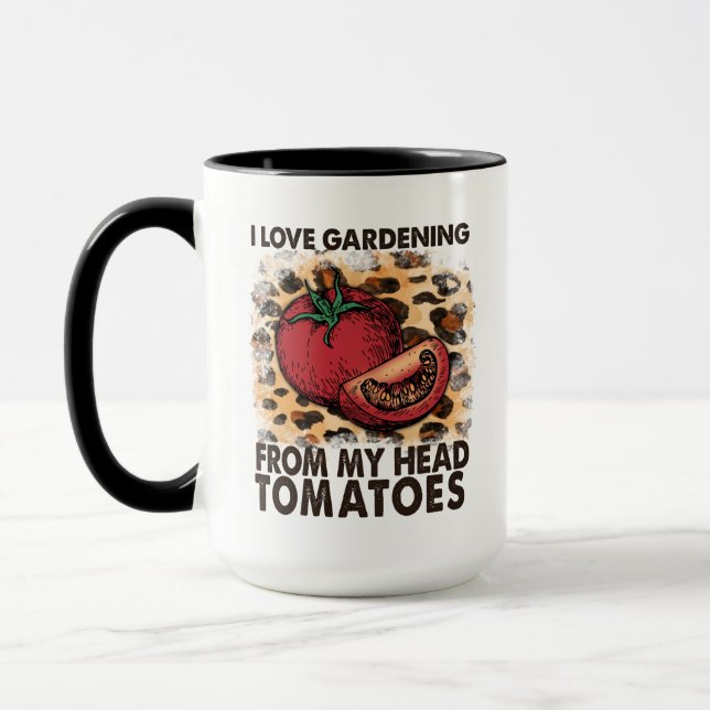 Caneca Adoro Jardinagem De Tomates De Cabeça Engraçado (Esquerda)