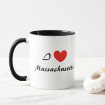 Adoro Massachusetts Heart Typografia Coffee Mug