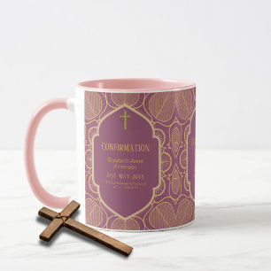 Caneca Adulto CONFIRMAÇÃO Presente Rosa Dourado Female Mu