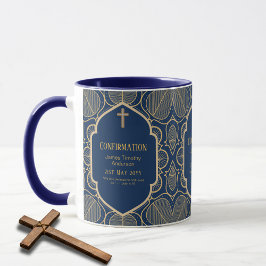 Caneca Adulto CONFIRMAÇÃO Presente Xarope Dourado Azul