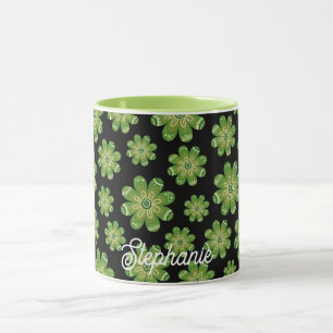 Caneca Aestética Bohemian Flower Geométrico Nome Negro