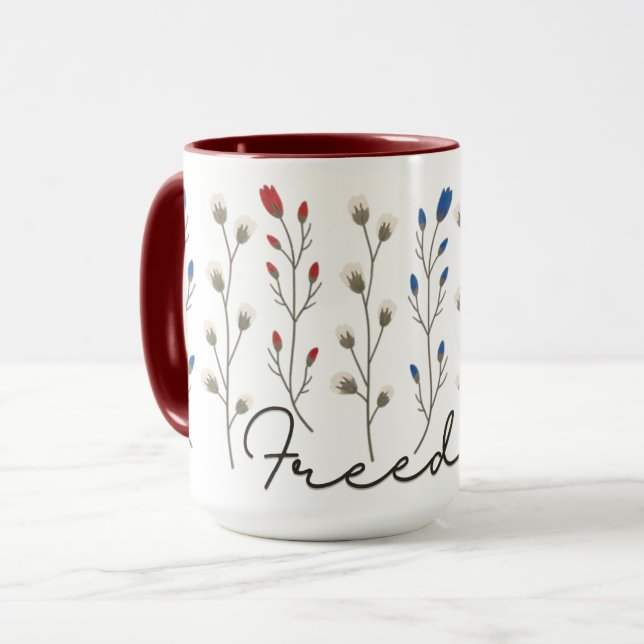 Caneca Aesthetic Freedom Wildflowers Patriotic (Frente Esquerda)
