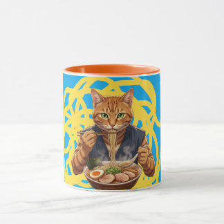 Caneca Aesthetic Ramen Cat Japanese Pop Art Orange Tabby