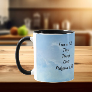 Caneca Afirma/Escritura Filipenses 4:13 Arte Original