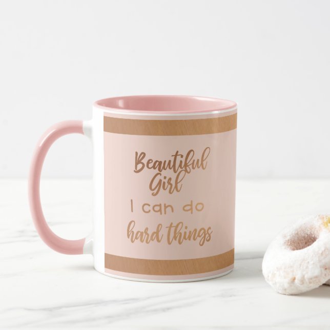 Caneca Afirmação Monograma Motivacional Bonito (Com Donut)