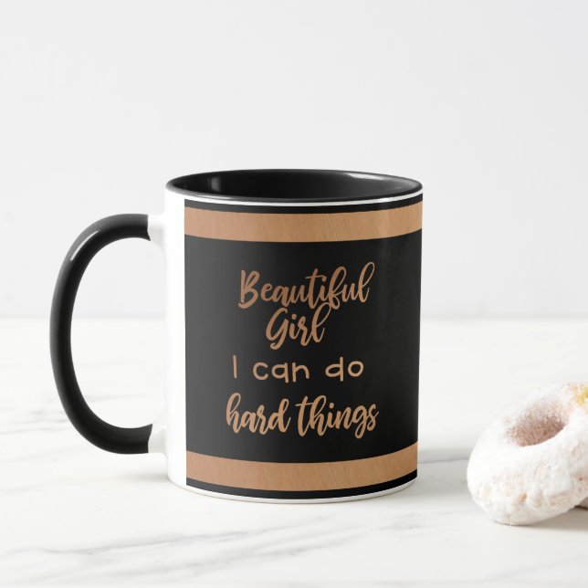 Caneca Afirmação Monograma Motivacional Bonito (Com Donut)