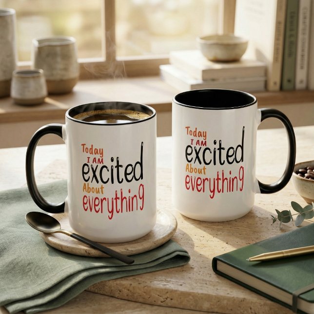 Caneca Afirmativa Diária Motivacional Tipográfica em Negr (Bold Typographic Motivational Daily Affirmation Enthusiastic Morning Mugs
)