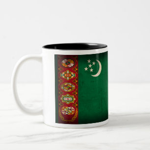 Caneca afligida bandeira de Turkmenistan