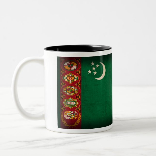 Caneca afligida bandeira de Turkmenistan (Esquerda)