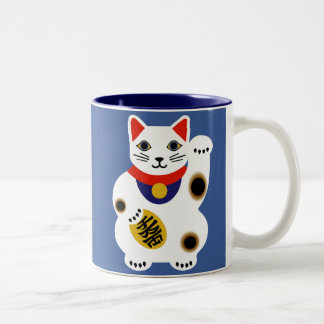 Caneca afortunada azul do gato