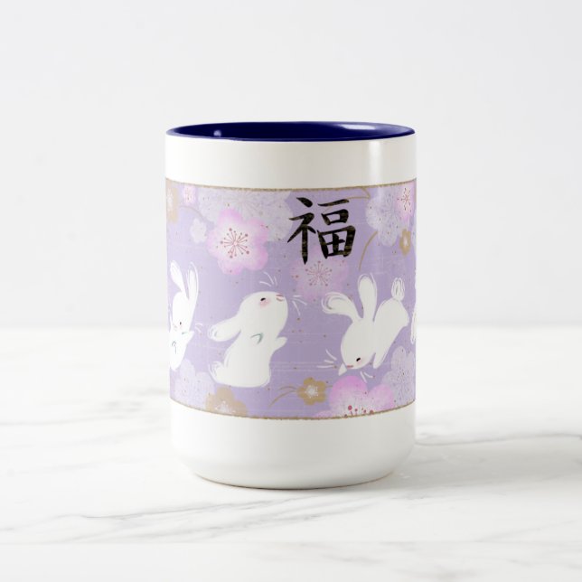 Caneca afortunada dos coelhos (lavanda) (Centro)