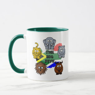 Caneca África do Sul Grande Cinco Cartoons Animais Safari