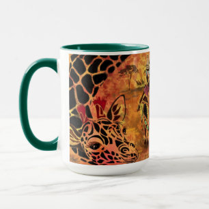 Caneca African Girl and Giraffe - Amigos - Desenho de Art