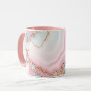 Caneca Agate Marble Modern Blue Coleção Dourada